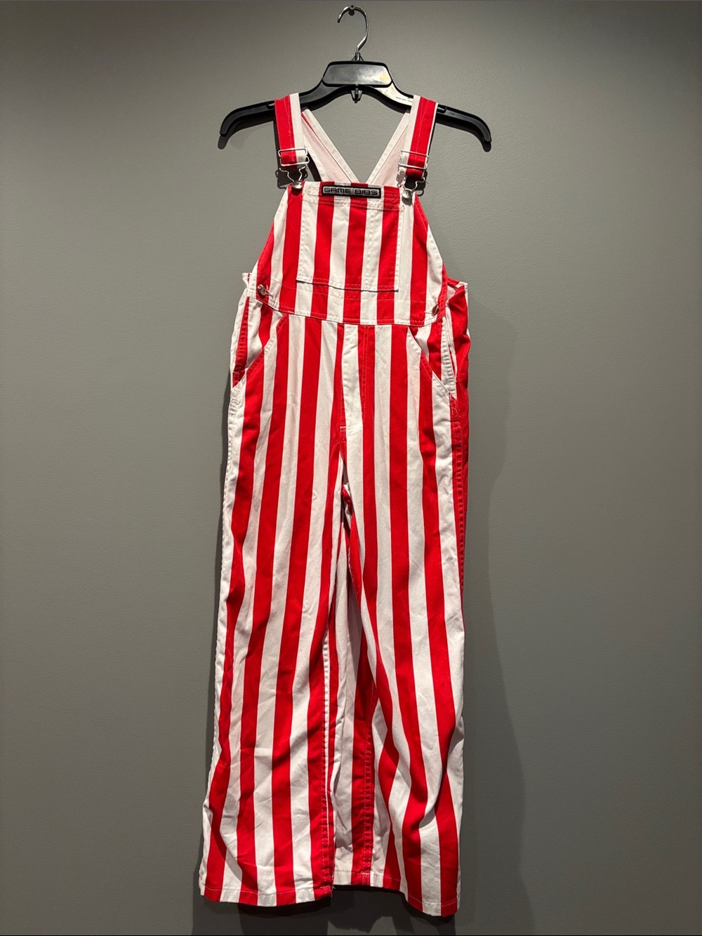 Kids Red & White Striped Overalls with Adjustable Straps GO BIG RED!!!